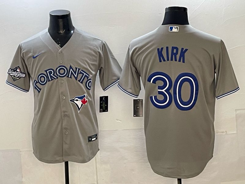 Men 2025 Nike Toronto Blue Jays #30 Kirk Grey Game MLB Jersey 02